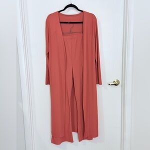SHEIN Coral Long Robe and Lounge Pants